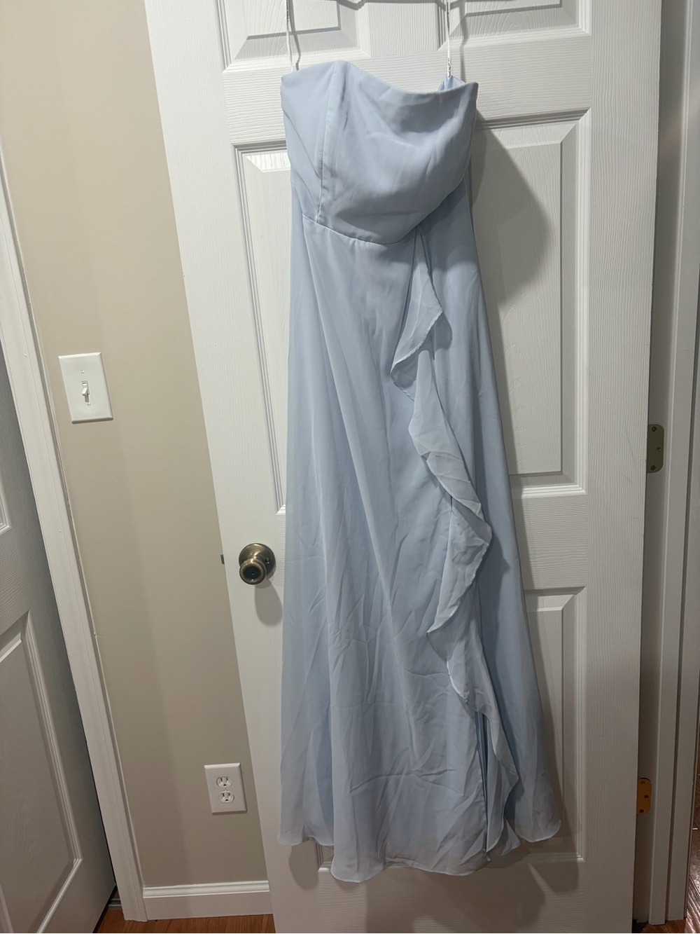 Birdy Grey Light Blue Strapless Chiffon Dress